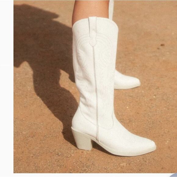 ROC Galveston High Western Boots in White Leather - Picture 10 of 11